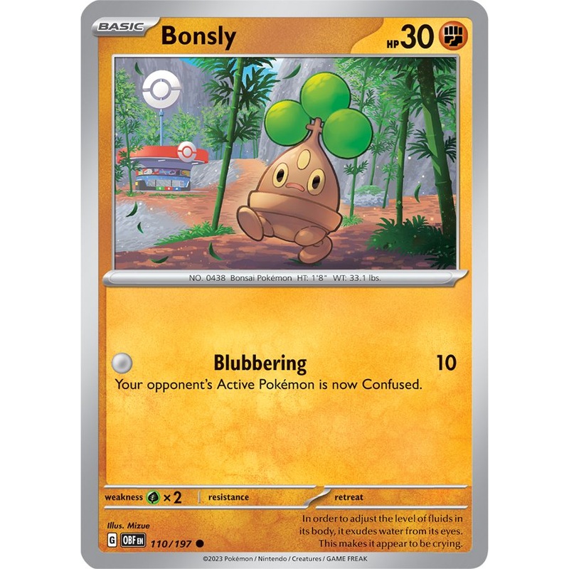 Bonsly 110/197 Common Reverse Holo Pokemon Card (SV Obsidian Flames)
