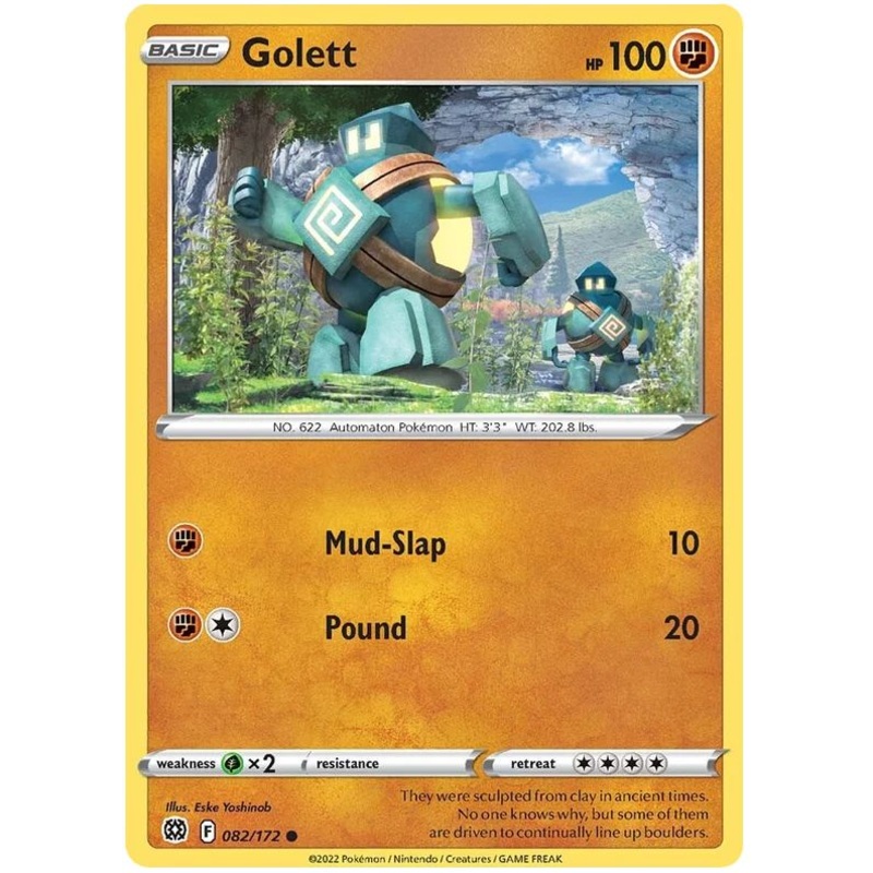 Golett 082/172 Common Pokemon Card (SWSH Brilliant Stars)