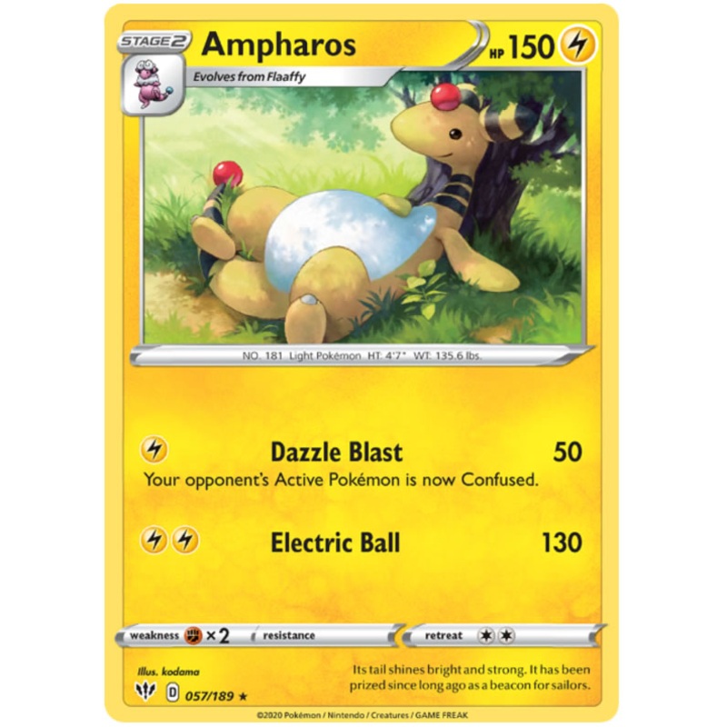 Ampharos 057/189 Rare Pokemon Card (Darkness Ablaze)
