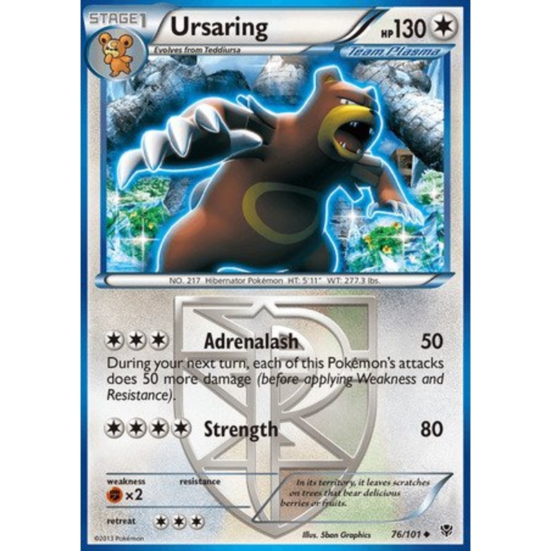 Ursaring 76/101 Uncommon Reverse Holo Pokemon Card (Plasma Blast)
