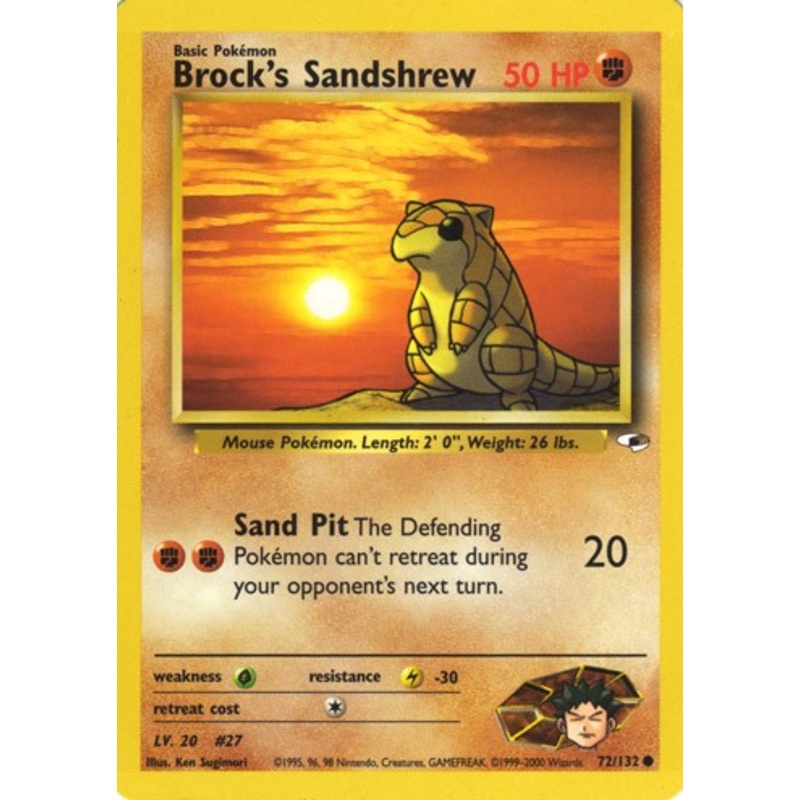 Brock’s Sandshrew 72/132 Common Pokemon Card (Gym Heroes)