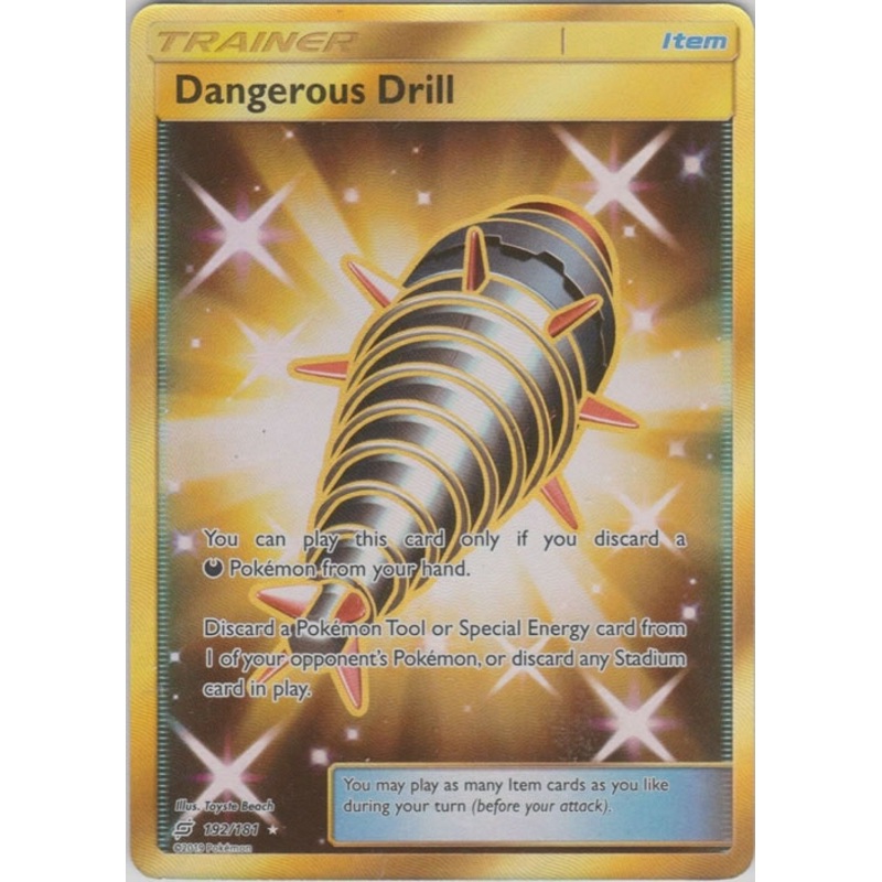Dangerous Drill 192/181 Gold Secret Rare Item Card (Team Up)