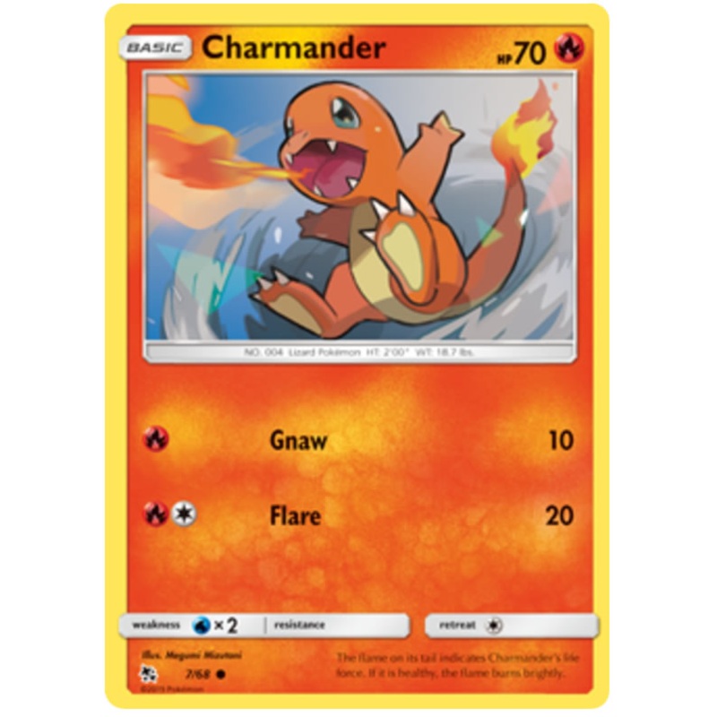 Charmander 7/68 Common Reverse Holo Pokemon Card (Hidden Fates)