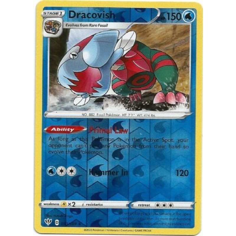 Dracovish 053/189 Rare Reverse Holo Pokemon Card (Darkness Ablaze)