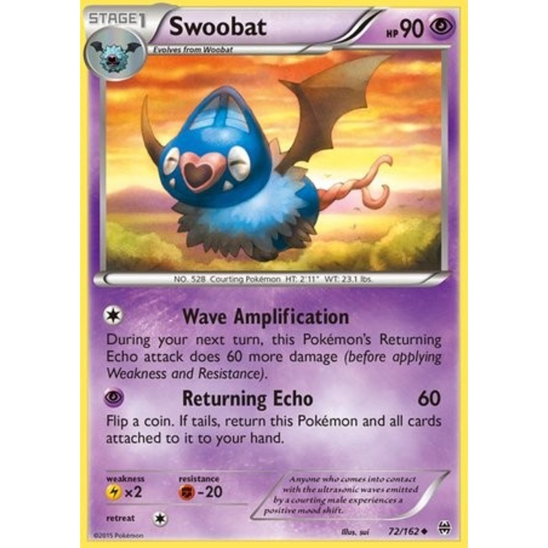 Swoobat 72/162 Uncommon Pokemon Card (XY BREAKThrough)