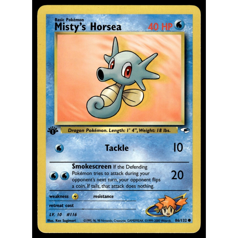 Misty’s Horsea 86/132 WOTC Gym Heroes 1st Edition Pokemon [PL]