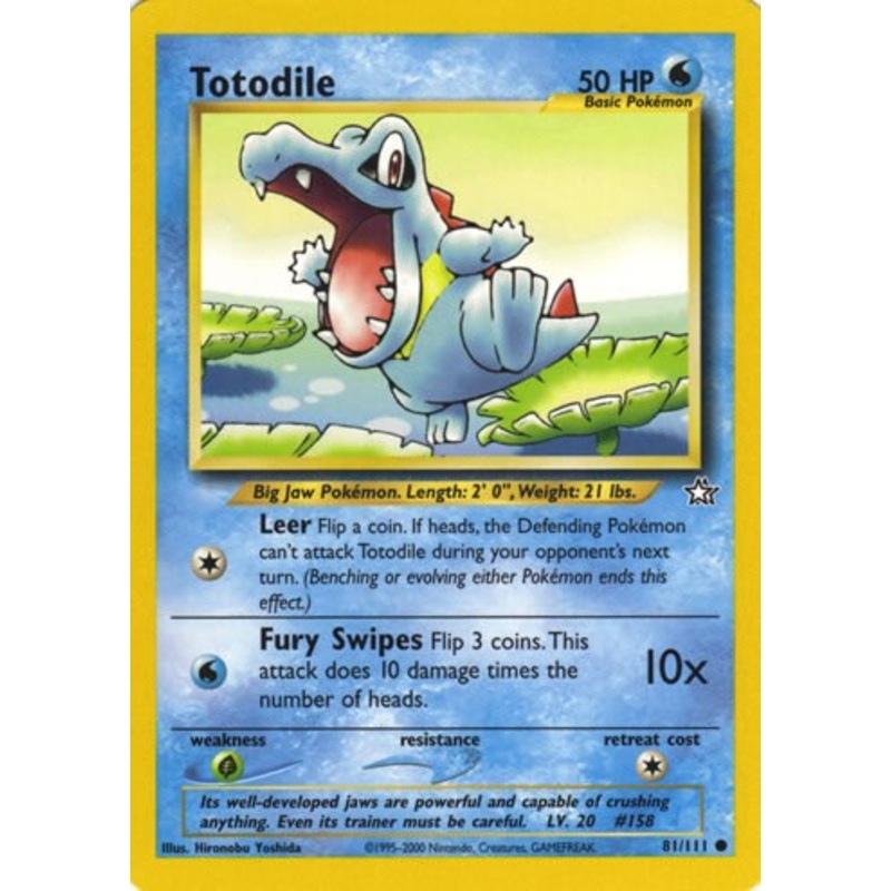 Totodile 81/111 Common 1st Edition Pokemon Card (Neo Genesis)