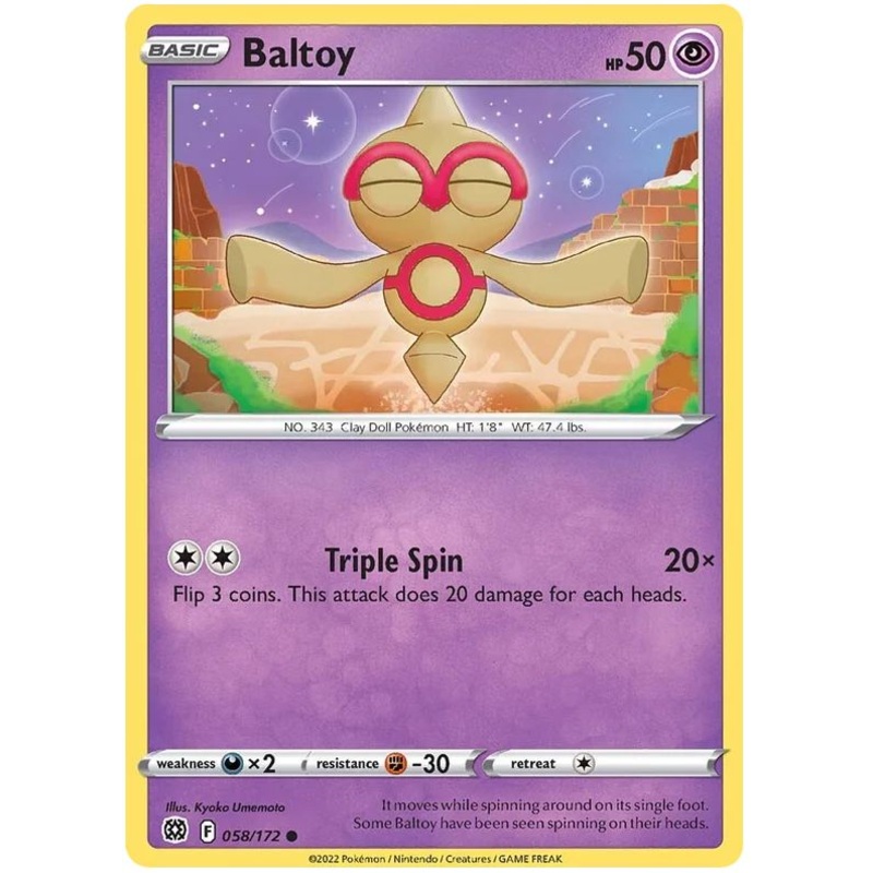 Baltoy 058/172 Common Reverse Holo Pokemon Card (SWSH Brilliant Stars)