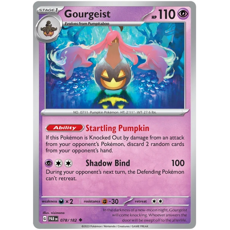 Gourgeist 078/182 Uncommon Reverse Holo Pokemon Card (SV04 Paradox Rift)