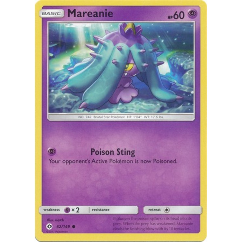 Mareanie 62/149 Common Pokemon Card (Sun & Moon Base Set)