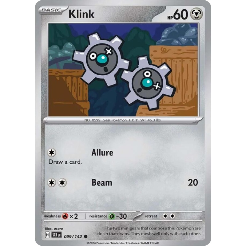Klink 099 /142 Common Reverse Holo Pokemon Card (SV Stellar Crown)