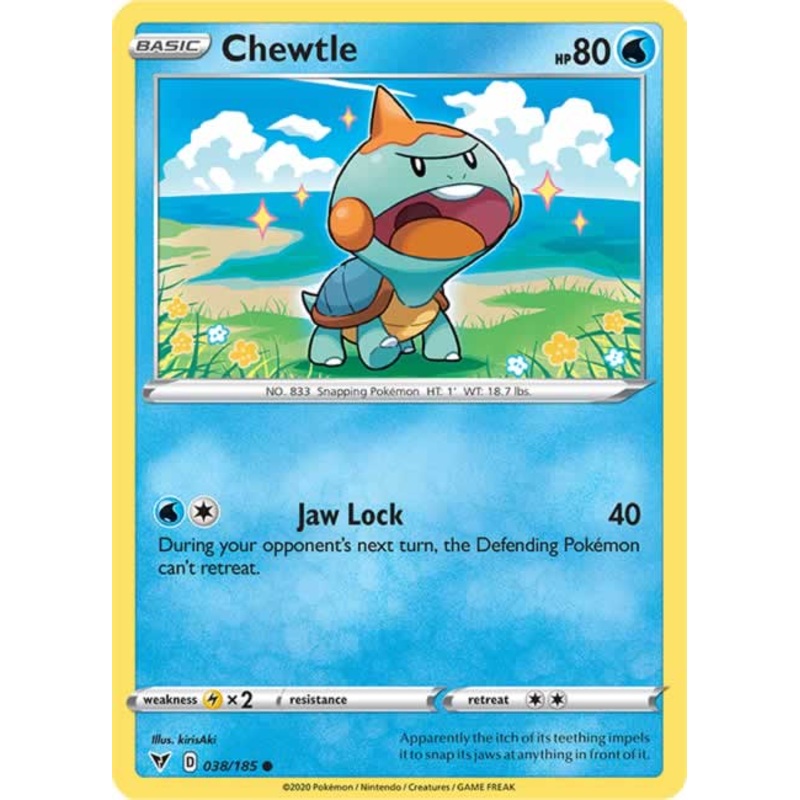 Chewtle 038/185 Common Reverse Holo Pokemon Card (SWSH04 Vivid Voltage)