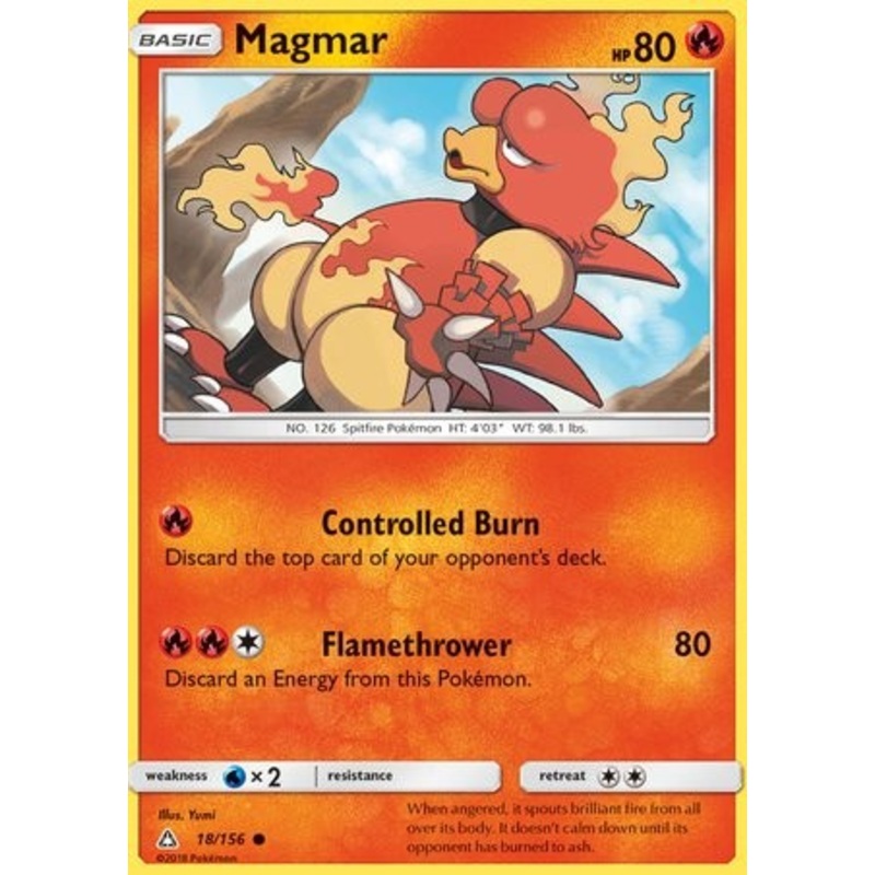 Magmar 18/156 Common Reverse Holo Pokemon Card (Ultra Prism)