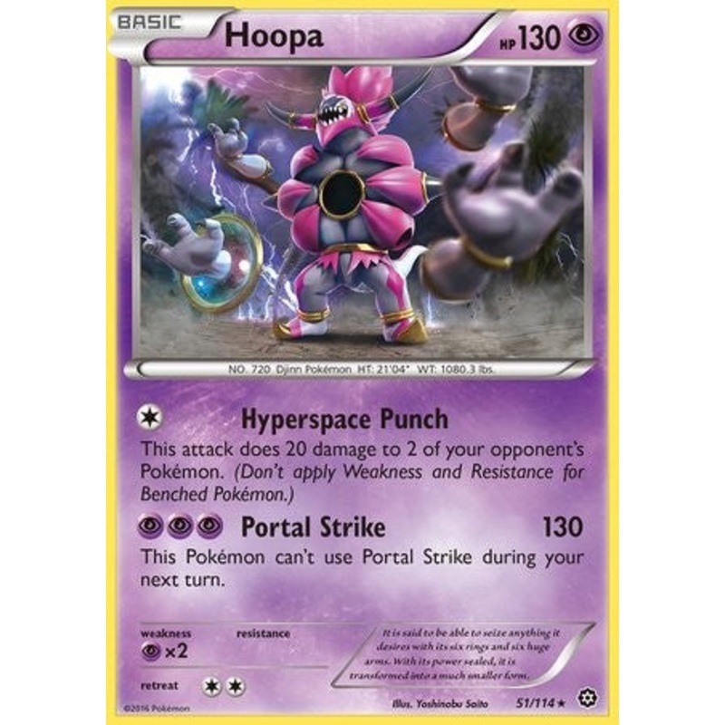 Hoopa 51/114 Rare Reverse Holo Pokemon Card (XY Steam Siege)