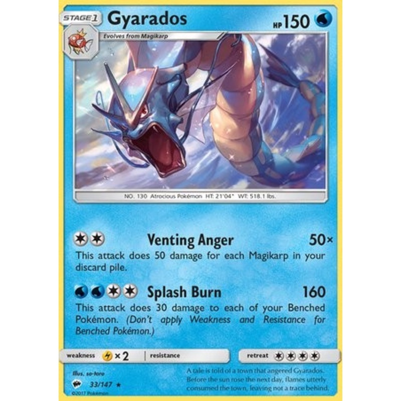 Gyarados 33/147 Rare Reverse Holo Pokemon Card (Burning Shadows)