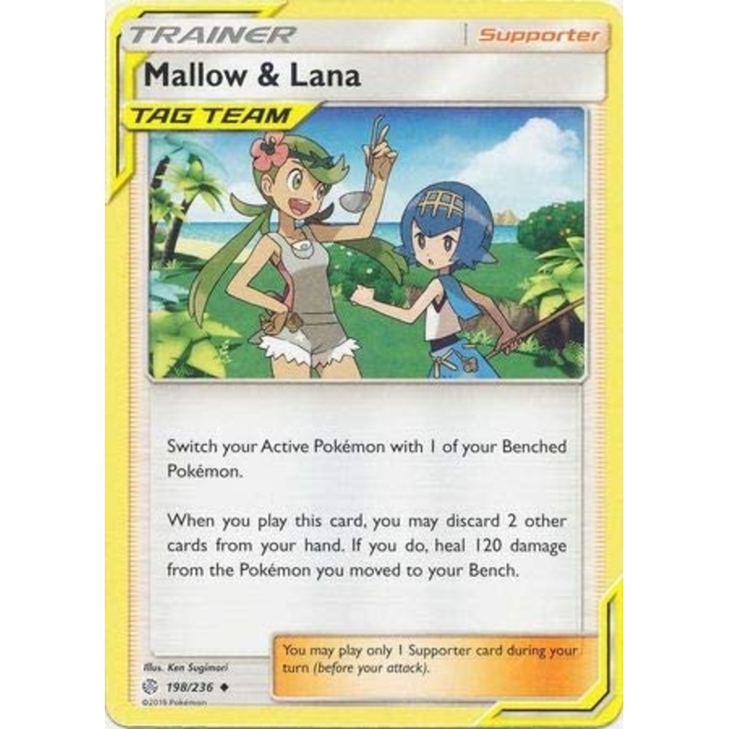 Mallow & Lana 198/236 Uncommon Pokemon Card (Cosmic Eclipse)
