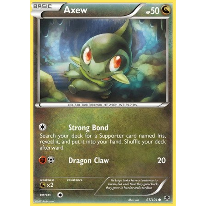 Axew 67/101 Common Reverse Holo Pokemon Card (Plasma Blast)