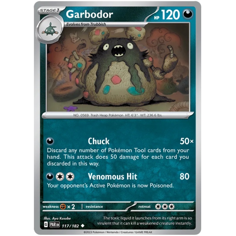 Garbodor 117/182 Uncommon Pokemon Card (SV04 Paradox Rift)
