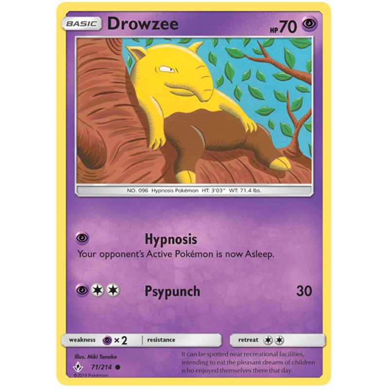 Drowzee 71/214 Common Pokemon Card (Unbroken Bonds)