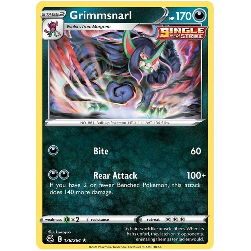 Grimmsnarl 178/264 Rare Holo Reverse Holo Pokemon Card (SWSH Fusion Strike)