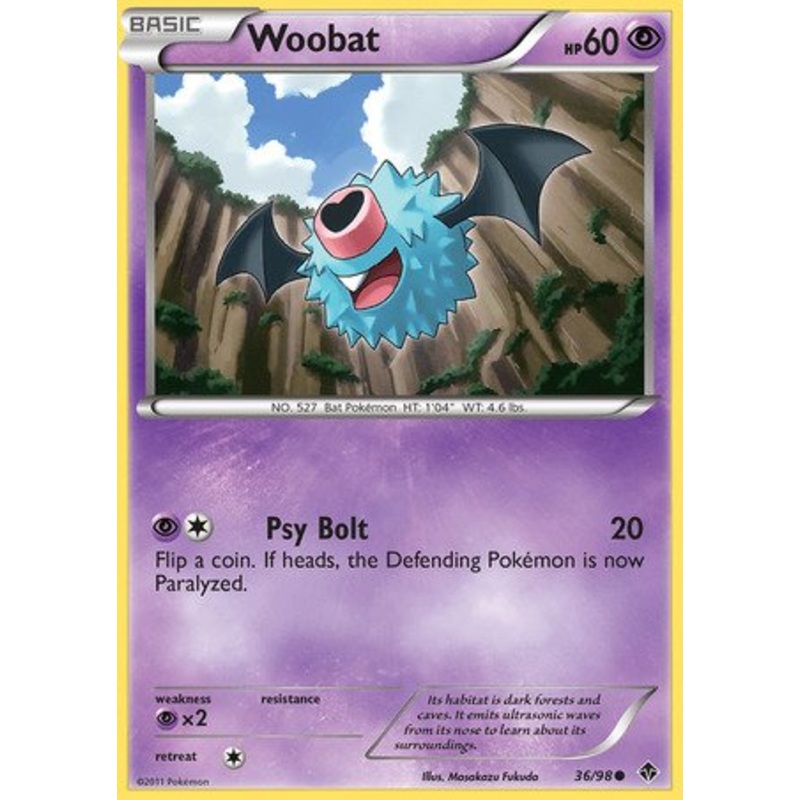 Woobat 36/98 Common Pokemon Card (Emerging Powers)
