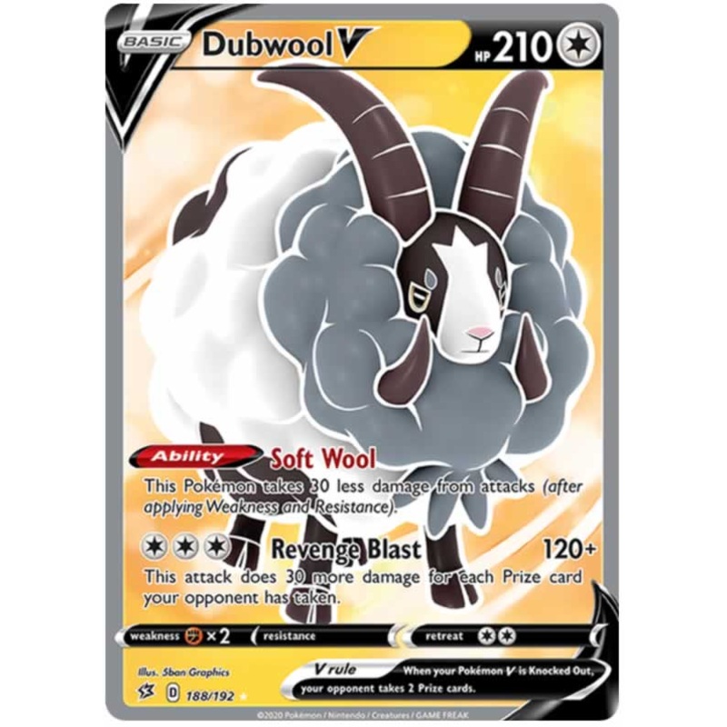Dubwool V 188/192 Ultra Rare Pokemon Card (SWSH Rebel Clash)