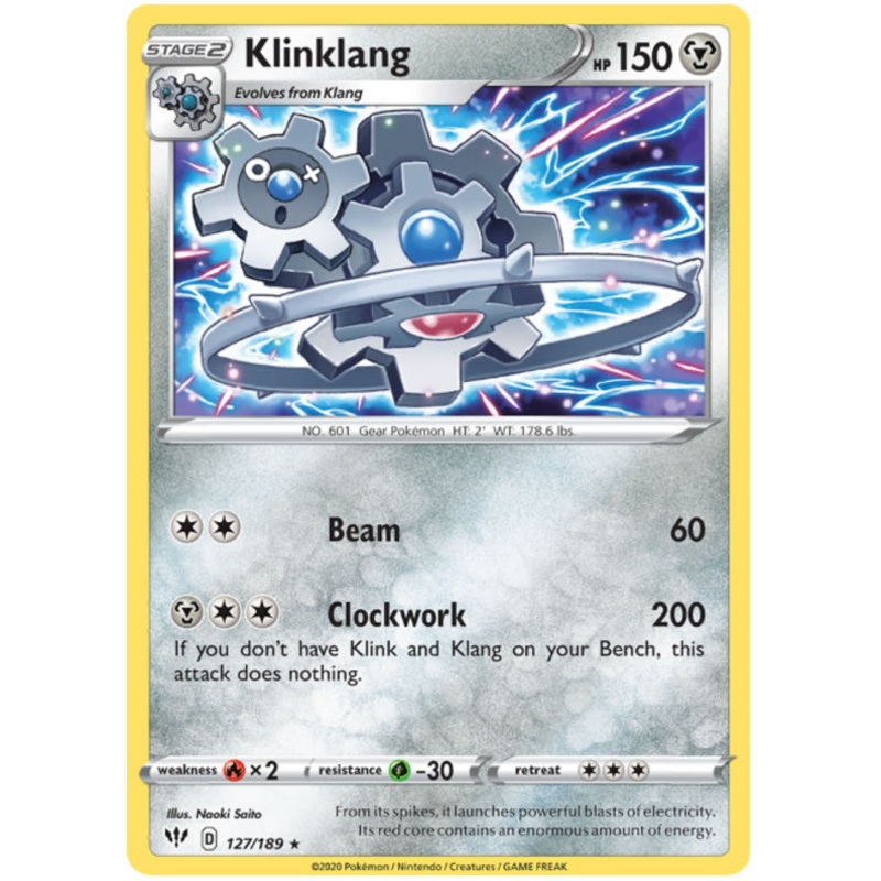 Klinklang 127/189 Rare Pokemon Card (Darkness Ablaze)