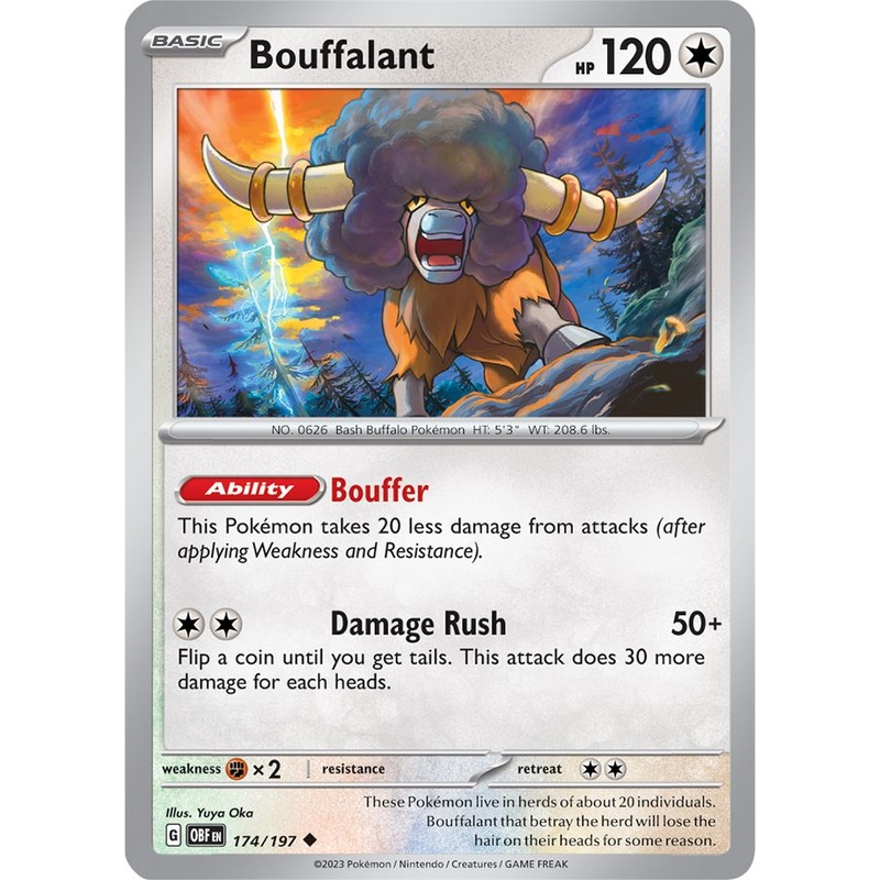 Bouffalant 174/197 Uncommon Reverse Holo Pokemon Card (SV Obsidian Flames)