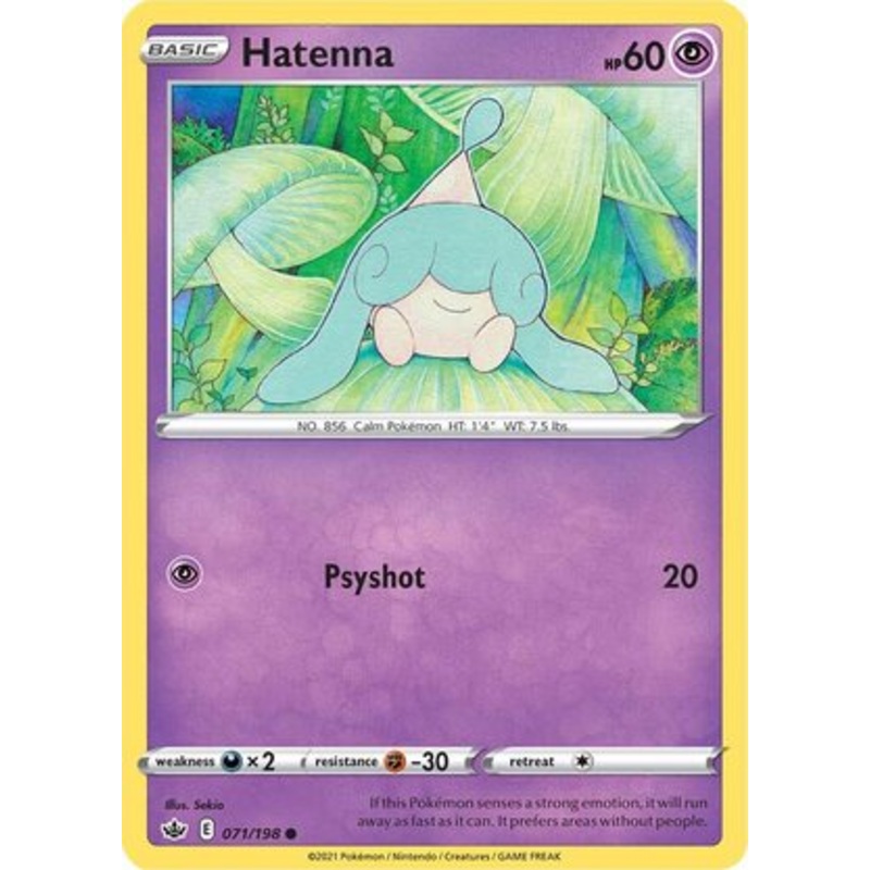 Hatenna 071/198 Common Reverse Holo Pokemon Card (SWSH Chilling Reign)