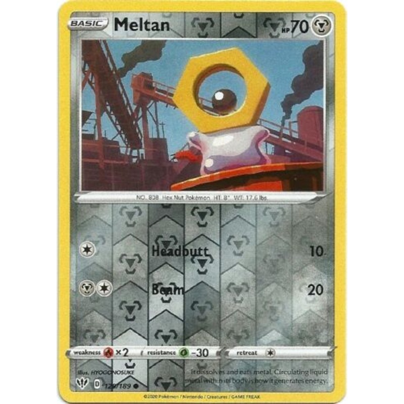 Meltan 129/189 Common Reverse Holo Pokemon Card (Darkness Ablaze)