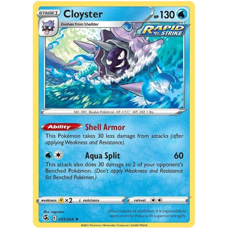 Cloyster 051/264 Rare Reverse Holo Pokemon Card (SWSH Fusion Strike)
