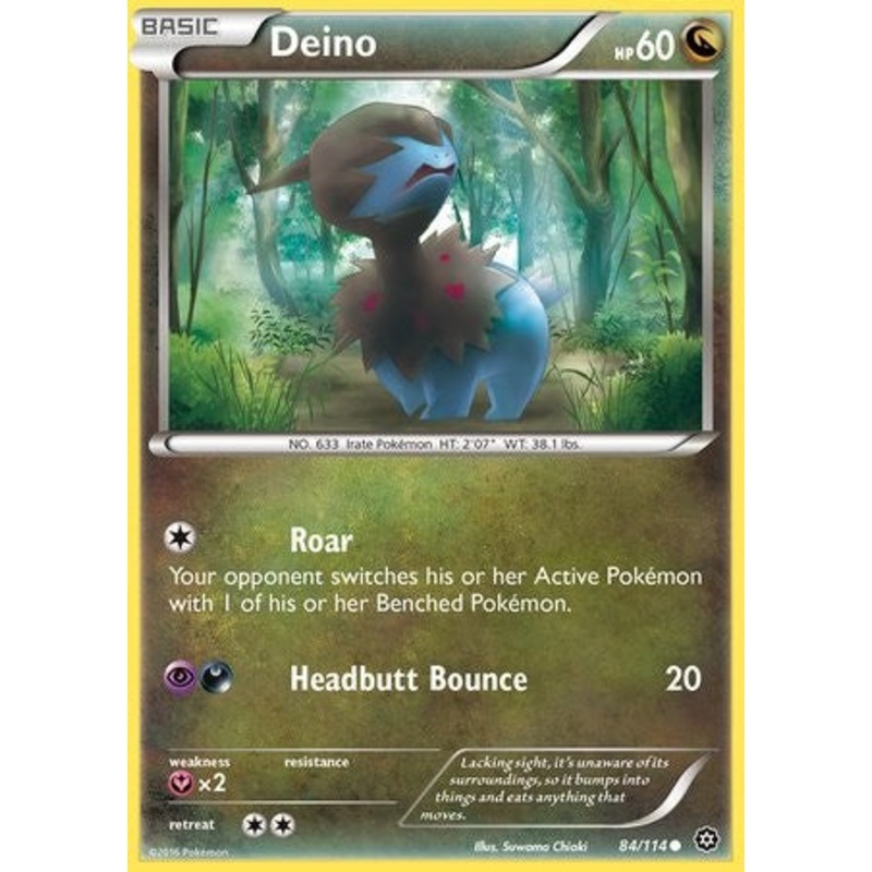 Deino 84/114 Common Reverse Holo Pokemon Card (XY Steam Siege)
